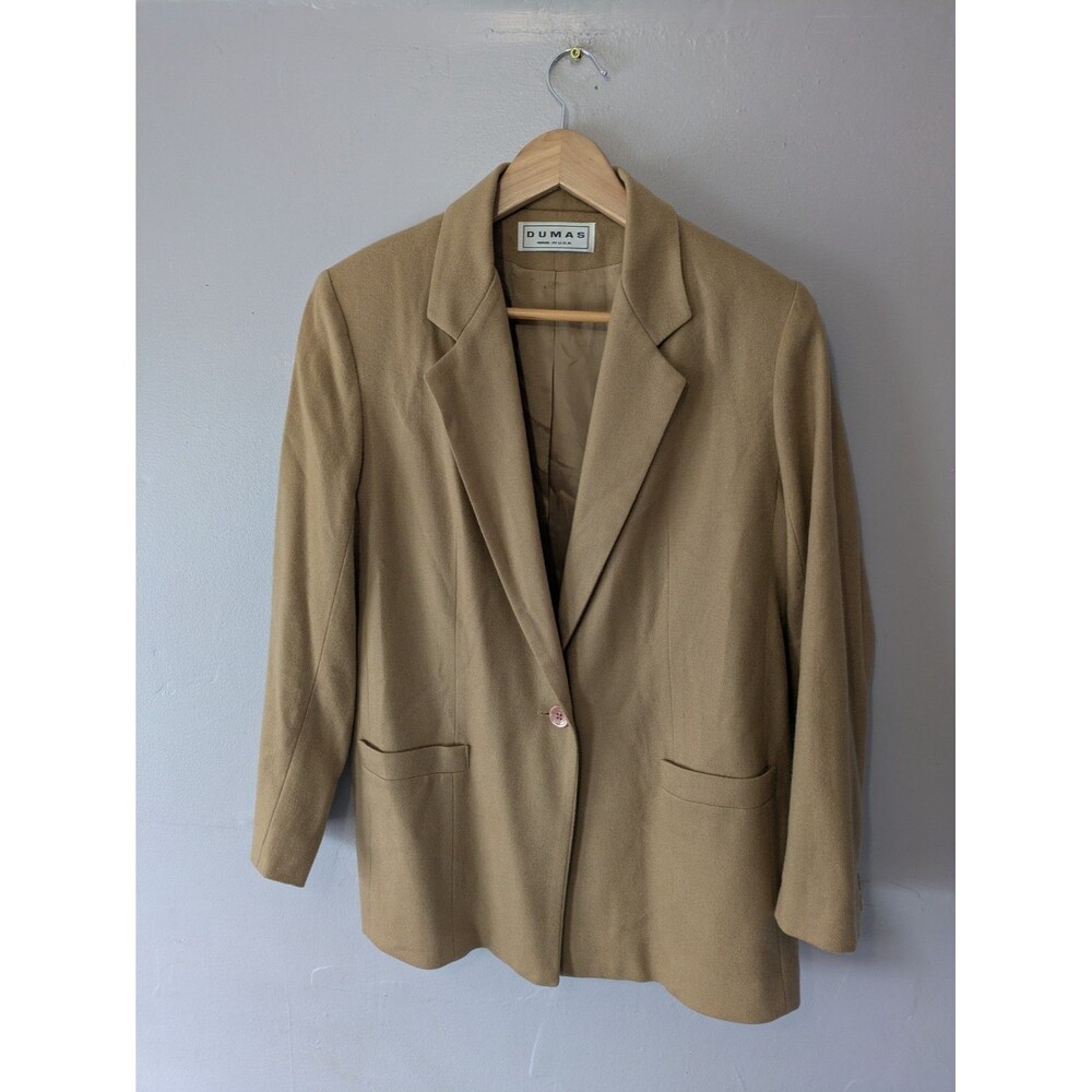 Vtg 80s Dumas Blazer Womens size 8 100% Wool camel Equestrian Old Money,natural